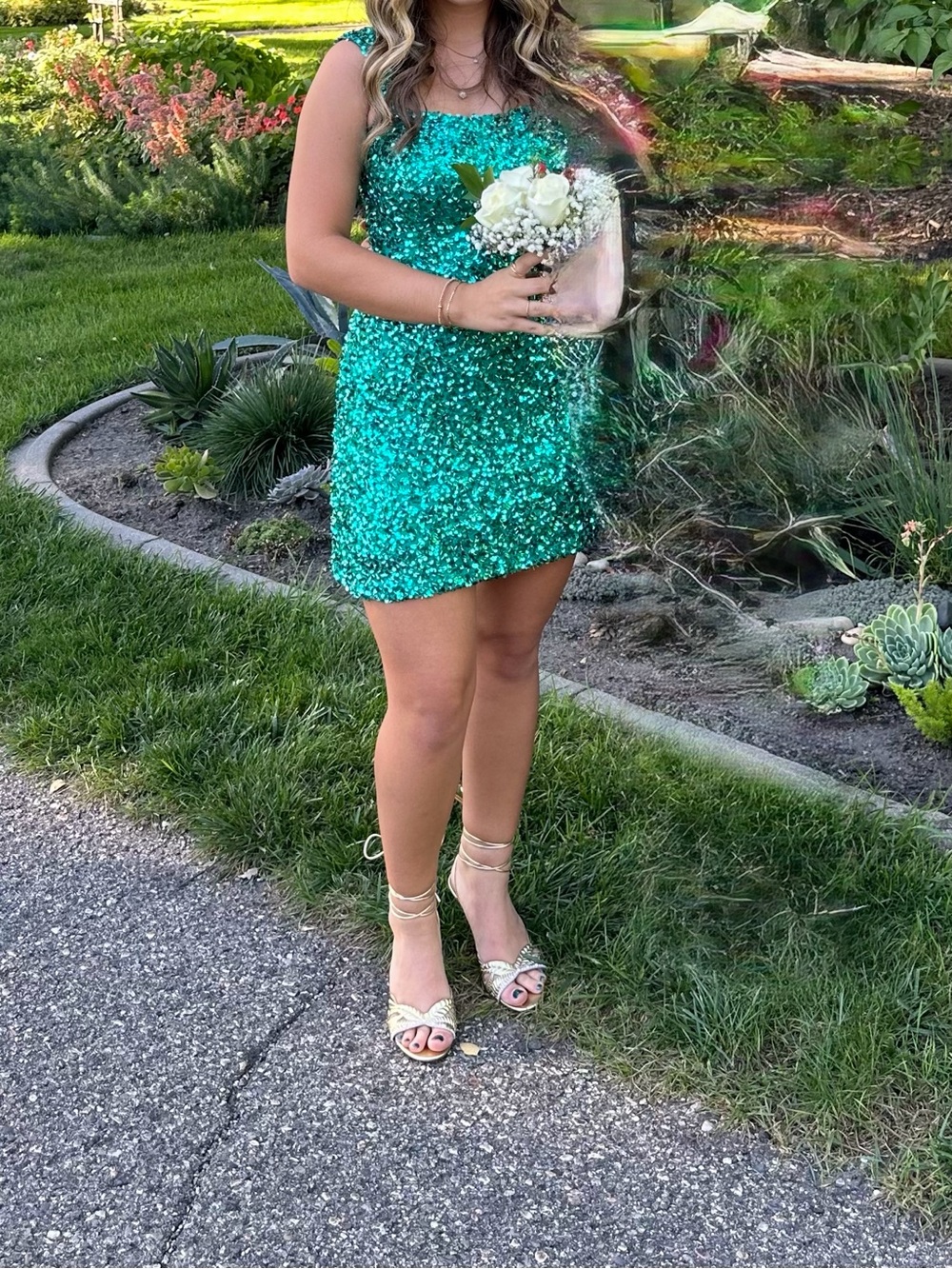B Darlin Teal Sequin Mini Dress